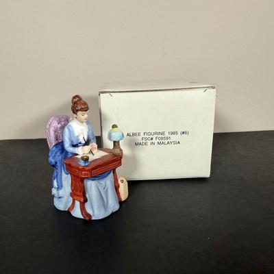 LOT 190D: Vintage Avon Miniature Mrs. PFE Albee Figurines w/ NIP Shadow Box Display Shelf & More