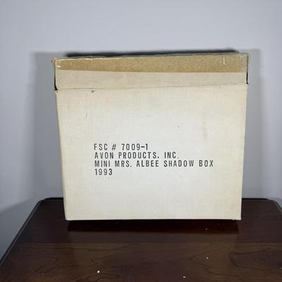 LOT 190D: Vintage Avon Miniature Mrs. PFE Albee Figurines w/ NIP Shadow Box Display Shelf & More