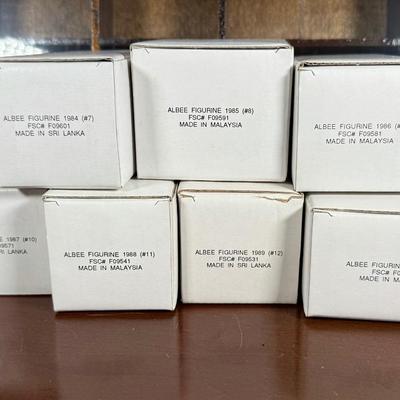 LOT 190D: Vintage Avon Miniature Mrs. PFE Albee Figurines w/ NIP Shadow Box Display Shelf & More