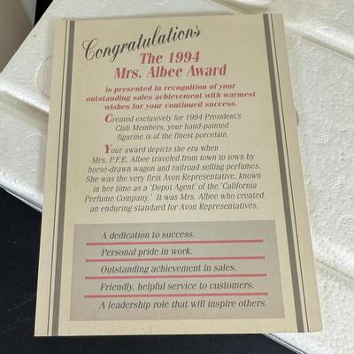 LOT 192D: Avon President’s Club Mrs. Albee Awards in Boxes 1990, 1994, 1996-2002
