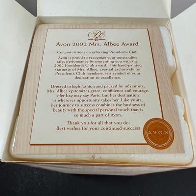 LOT 192D: Avon President’s Club Mrs. Albee Awards in Boxes 1990, 1994, 1996-2002