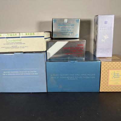 LOT 194D: Spring Time Avon Gifts & More in Boxes - Fresh Flower Salad Plates, Jessie Willcox Smith Collection Figurine, Vintage...