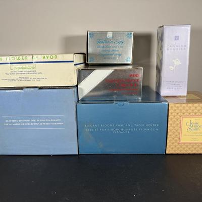 LOT 194D: Spring Time Avon Gifts & More in Boxes - Fresh Flower Salad Plates, Jessie Willcox Smith Collection Figurine, Vintage...