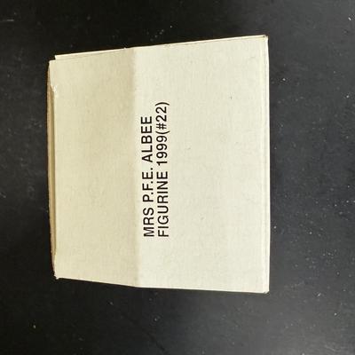 LOT 195D: Avon Mini Mrs PFE Albee Figurines w/ Cloche Displays & Boxes 1995-2000