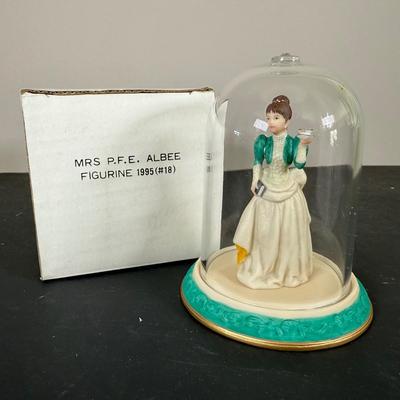 LOT 195D: Avon Mini Mrs PFE Albee Figurines w/ Cloche Displays & Boxes 1995-2000