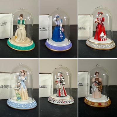 LOT 195D: Avon Mini Mrs PFE Albee Figurines w/ Cloche Displays & Boxes 1995-2000