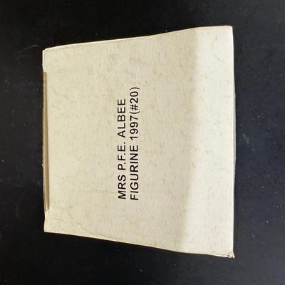 LOT 195D: Avon Mini Mrs PFE Albee Figurines w/ Cloche Displays & Boxes 1995-2000