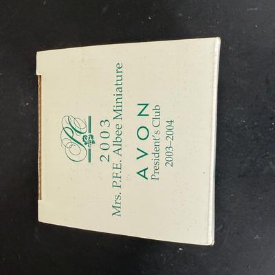LOT 196D: Avon Mini Mrs PFE Albee Figurines w/ Cloche Displays & Boxes 2001-2002, 2004, 2007-2008 & 2009