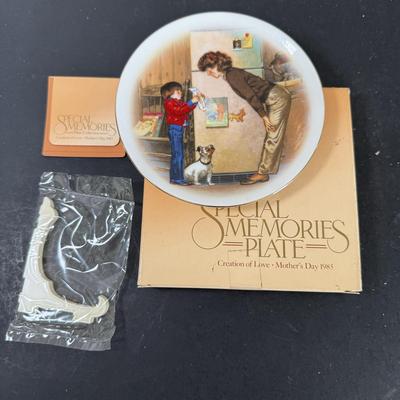 LOT 197D: Vintage Avon Mother’s Day Plates, A Child’s Christmas Plates, Aynsley England Pembroke Repro Bowl & Fork w/ More