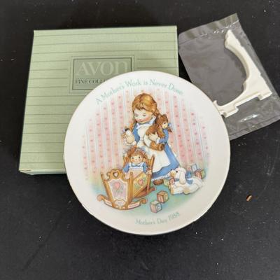 LOT 197D: Vintage Avon Mother’s Day Plates, A Child’s Christmas Plates, Aynsley England Pembroke Repro Bowl & Fork w/ More