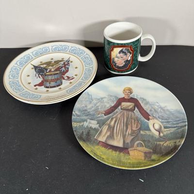 LOT 200D: 1986 Edwin M Knowles Sound of Music Plate, 1973 Avon Betsy Ross Plates, Images of Hollywood Scarlett O’Hara Figurine, Homco...