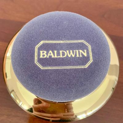 LOT 201 M: Signed & Stamped Stoneware Pitcher, MCM Marbled Swirl Blown Glass Jar, Baldwin Brass Candlestick Holder, Coppercraft Guild...