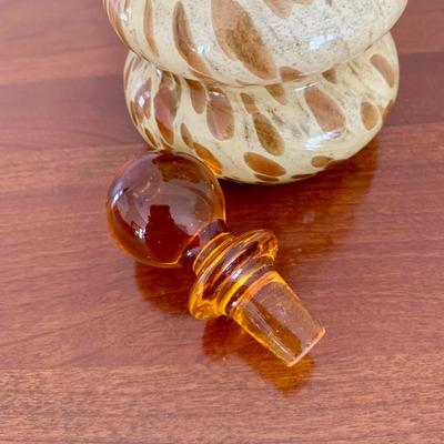 LOT 201 M: Signed & Stamped Stoneware Pitcher, MCM Marbled Swirl Blown Glass Jar, Baldwin Brass Candlestick Holder, Coppercraft Guild...