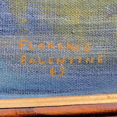 LOT 202 M: Framed, & Signed Paintings: Oil Paint on Canvas, Covered Bridge by Florence Balentine 1969 & Watercolor, Tree in Winter