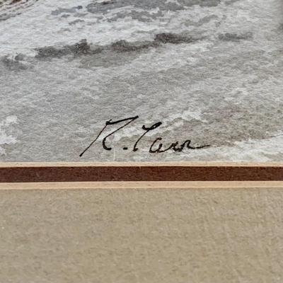 LOT 202 M: Framed, & Signed Paintings: Oil Paint on Canvas, Covered Bridge by Florence Balentine 1969 & Watercolor, Tree in Winter