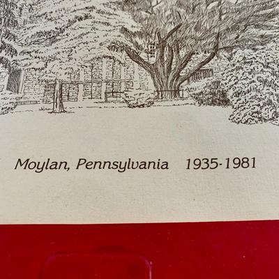 LOT 203 M: Framed Lithograph of Notre Dame High School; Moylan, Pennsylvania 1935 - 1981 by L. S. Leopold & Numbered Limited Edition