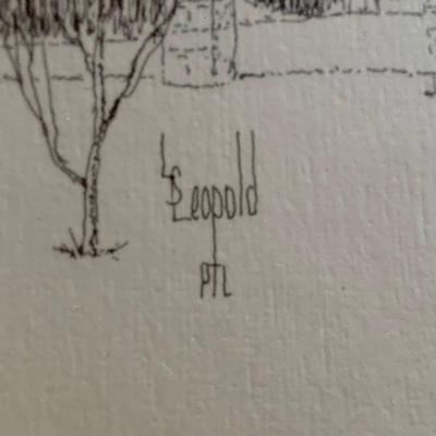 LOT 203 M: Framed Lithograph of Notre Dame High School; Moylan, Pennsylvania 1935 - 1981 by L. S. Leopold & Numbered Limited Edition