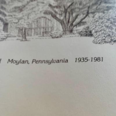 LOT 203 M: Framed Lithograph of Notre Dame High School; Moylan, Pennsylvania 1935 - 1981 by L. S. Leopold & Numbered Limited Edition