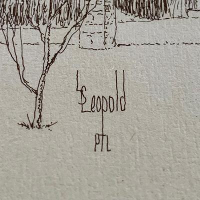 LOT 203 M: Framed Lithograph of Notre Dame High School; Moylan, Pennsylvania 1935 - 1981 by L. S. Leopold & Numbered Limited Edition