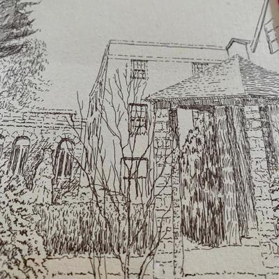 LOT 203 M: Framed Lithograph of Notre Dame High School; Moylan, Pennsylvania 1935 - 1981 by L. S. Leopold & Numbered Limited Edition