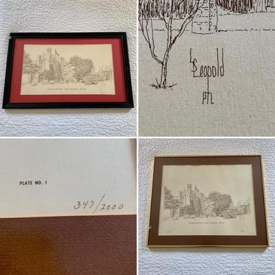 LOT 203 M: Framed Lithograph of Notre Dame High School; Moylan, Pennsylvania 1935 - 1981 by L. S. Leopold & Numbered Limited Edition