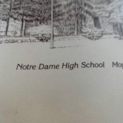 LOT 203 M: Framed Lithograph of Notre Dame High School; Moylan, Pennsylvania 1935 - 1981 by L. S. Leopold & Numbered Limited Edition