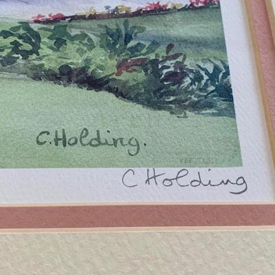 LOT 205 M: Framed & Signed Carole Holding Watercolor Prints: "Hamilton From Paget, Bermuda" & "St. George's,...