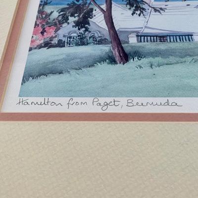 LOT 205 M: Framed & Signed Carole Holding Watercolor Prints: "Hamilton From Paget, Bermuda" & "St. George's,...