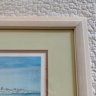 LOT 205 M: Framed & Signed Carole Holding Watercolor Prints: "Hamilton From Paget, Bermuda" & "St. George's,...