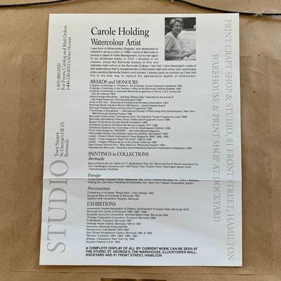 LOT 205 M: Framed & Signed Carole Holding Watercolor Prints: "Hamilton From Paget, Bermuda" & "St. George's,...