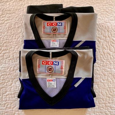 LOT 208 M: Tampa Bay Lightning Hockey Jersey's: 2 Semi-Pro Jerseys w/ Tags Size Medium, Karl Dykhuis #14 Size Medium, & More