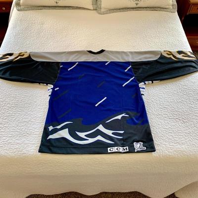 LOT 208 M: Tampa Bay Lightning Hockey Jersey's: 2 Semi-Pro Jerseys w/ Tags Size Medium, Karl Dykhuis #14 Size Medium, & More