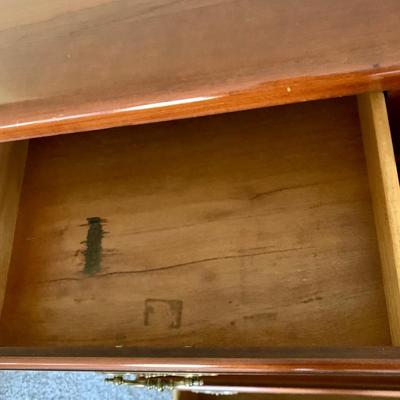 LOT 218 M: Taylor Jamestown Cherry Wood Bedroom Set: 7 Drawer Chest Of Drawers, Two 2 Drawer Bedside Tables, 10 Drawer Dresser w/ Mirror,...