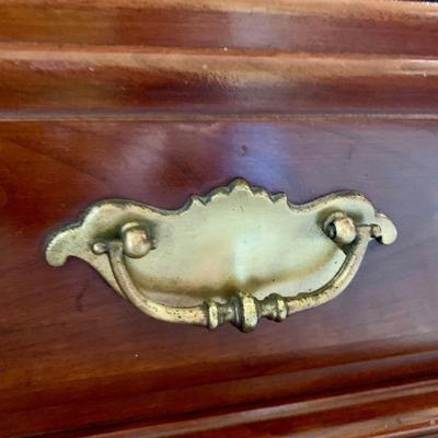 LOT 218 M: Taylor Jamestown Cherry Wood Bedroom Set: 7 Drawer Chest Of Drawers, Two 2 Drawer Bedside Tables, 10 Drawer Dresser w/ Mirror,...