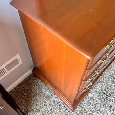 LOT 218 M: Taylor Jamestown Cherry Wood Bedroom Set: 7 Drawer Chest Of Drawers, Two 2 Drawer Bedside Tables, 10 Drawer Dresser w/ Mirror,...