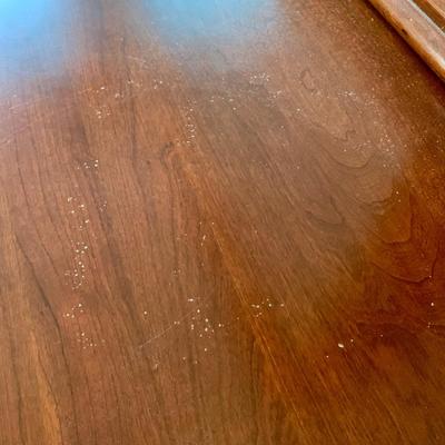 LOT 218 M: Taylor Jamestown Cherry Wood Bedroom Set: 7 Drawer Chest Of Drawers, Two 2 Drawer Bedside Tables, 10 Drawer Dresser w/ Mirror,...