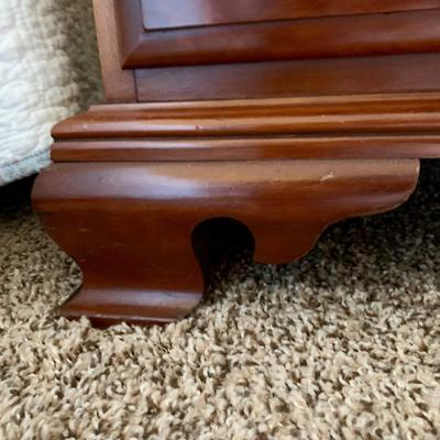 LOT 218 M: Taylor Jamestown Cherry Wood Bedroom Set: 7 Drawer Chest Of Drawers, Two 2 Drawer Bedside Tables, 10 Drawer Dresser w/ Mirror,...