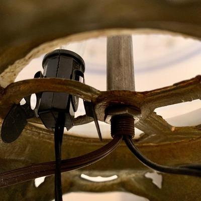 LOT 221 B: 1970's Quoizel Abigail Adams Hand Painted Milk Glass Hurricane Lamp