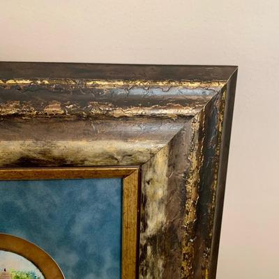 LOT 223 B: Framed, Hand Painted, & Signed Disk & "Gathering Seashells" Print by C. Kieffer