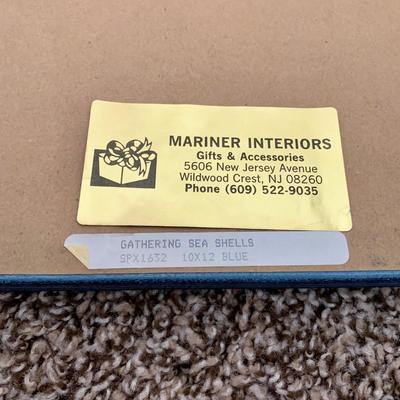 LOT 223 B: Framed, Hand Painted, & Signed Disk & "Gathering Seashells" Print by C. Kieffer