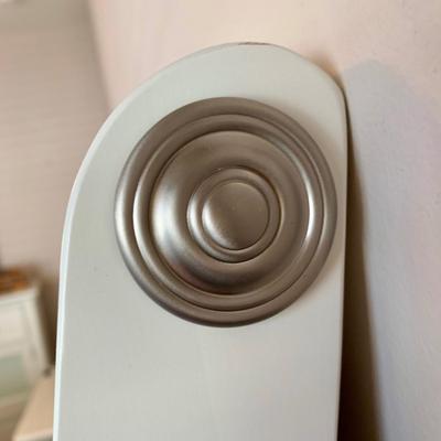 LOT 228 B: Ashley Furniture White Bedset: Sleigh Bed w/ 2 Drawers, 3 Drawer Bedside Table, 6 Drawer 2 Cabinet Dresser w/ Mirror