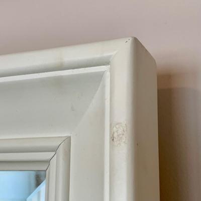 LOT 228 B: Ashley Furniture White Bedset: Sleigh Bed w/ 2 Drawers, 3 Drawer Bedside Table, 6 Drawer 2 Cabinet Dresser w/ Mirror