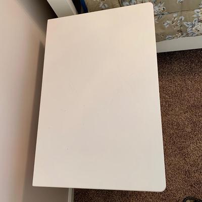 LOT 228 B: Ashley Furniture White Bedset: Sleigh Bed w/ 2 Drawers, 3 Drawer Bedside Table, 6 Drawer 2 Cabinet Dresser w/ Mirror