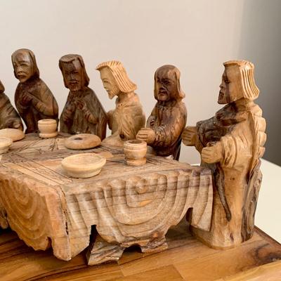 LOT 229 B: Hand Carved Olive Wood “The Last Supper” by Zytoon