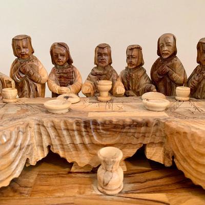 LOT 229 B: Hand Carved Olive Wood “The Last Supper” by Zytoon