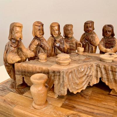 LOT 229 B: Hand Carved Olive Wood “The Last Supper” by Zytoon