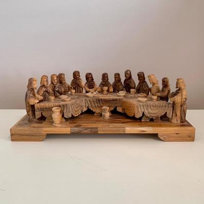 LOT 229 B: Hand Carved Olive Wood “The Last Supper” by Zytoon