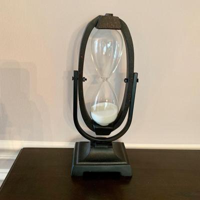 LOT 234 D: Home Decor Collection: Mail Sorter, Hourglass, & 3 Seat Wooden & Metal Bicycle