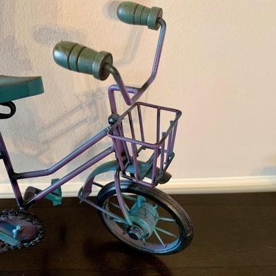 LOT 234 D: Home Decor Collection: Mail Sorter, Hourglass, & 3 Seat Wooden & Metal Bicycle