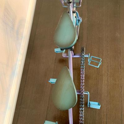 LOT 234 D: Home Decor Collection: Mail Sorter, Hourglass, & 3 Seat Wooden & Metal Bicycle